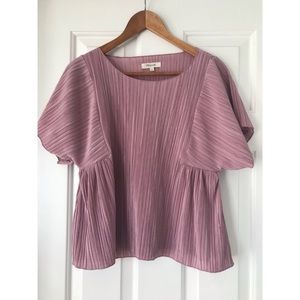 Madewell micropleat pleated top in Vintage Mauve S